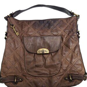 Fossil Maya Brown Quilted Shoulder‎ Bag Purse